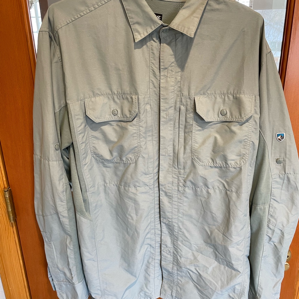 Kuhl Shirt Mens Large Tech Vented Roll Tab Nylon Blend Long Sleeve